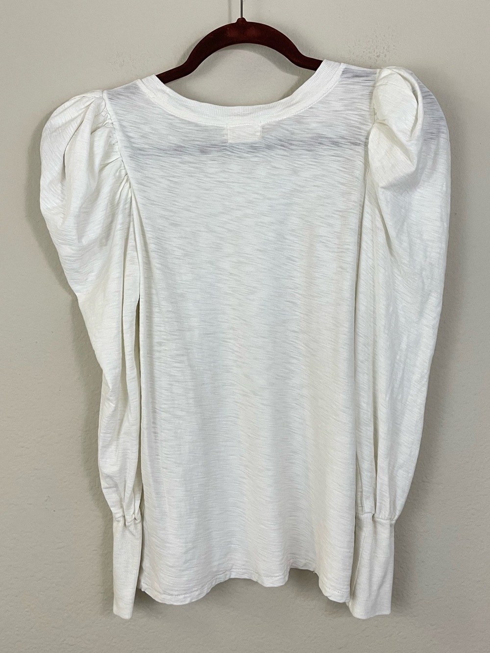 Nation LTD Off White Romy Puff Long Sleeve Pima Cotton Crewneck Top Size XS - Picture 7 of 9